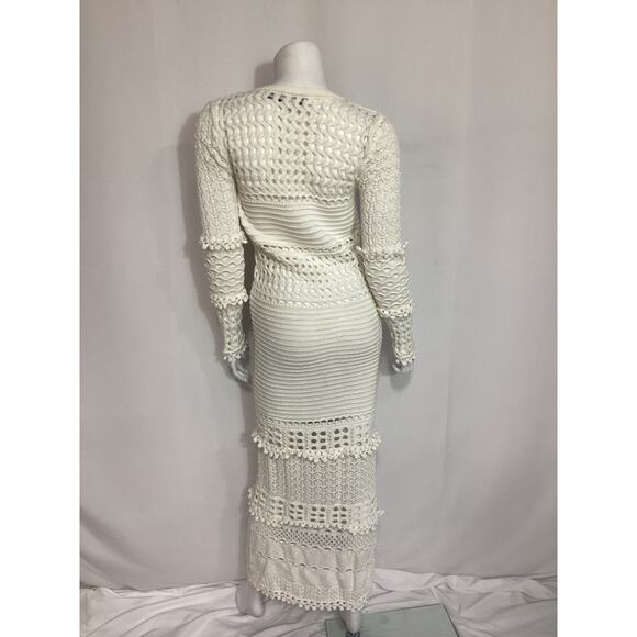 Retrofete 'Alaia' White Sheer Crochet Cardigan Size M - Picture 3 of 4